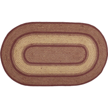 Burgundy Red Primitive Jute Braided Rug Oval 3'x5' with Rug Pad VHC Brands - The Fox Decor